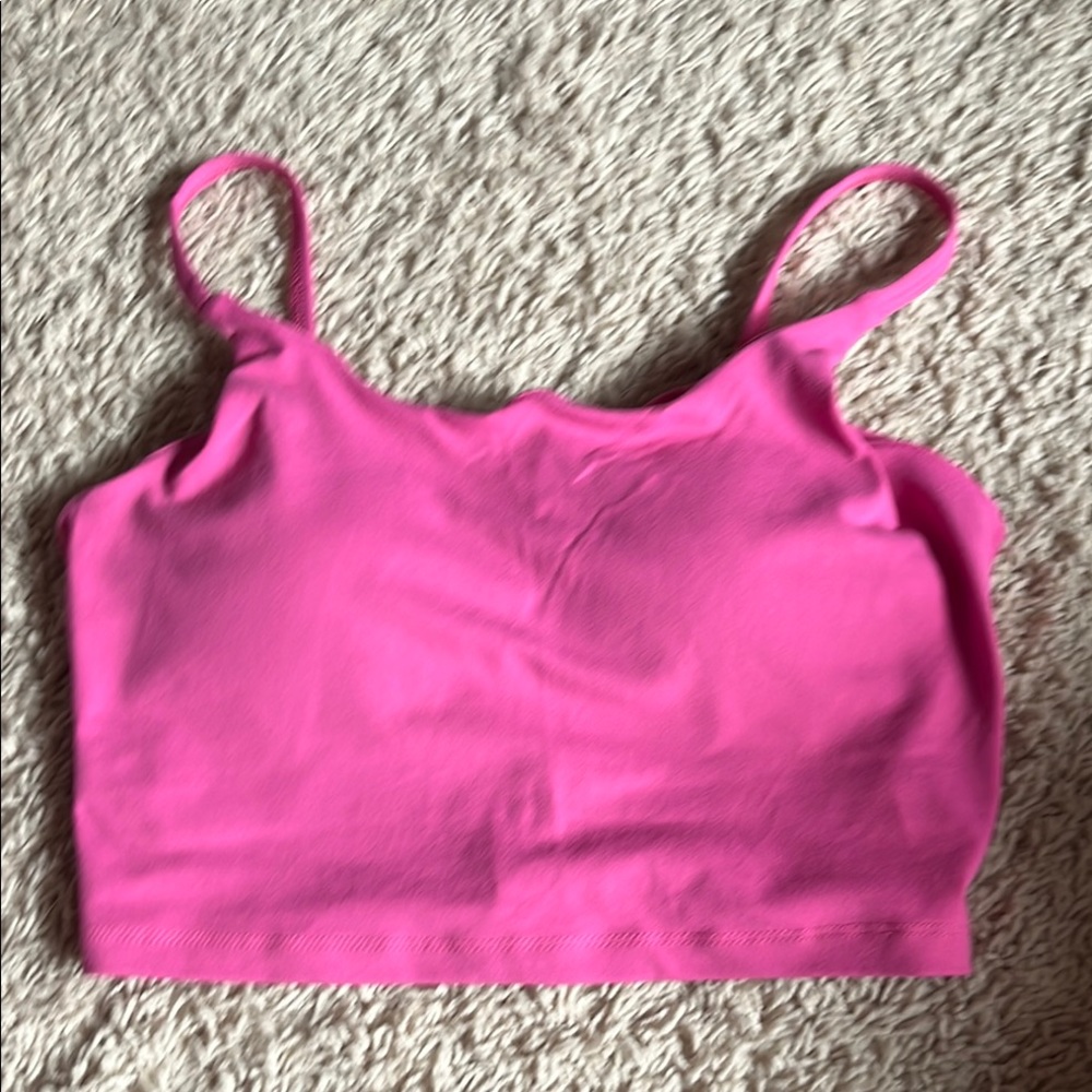 Pink Cropped Tank Top with pads